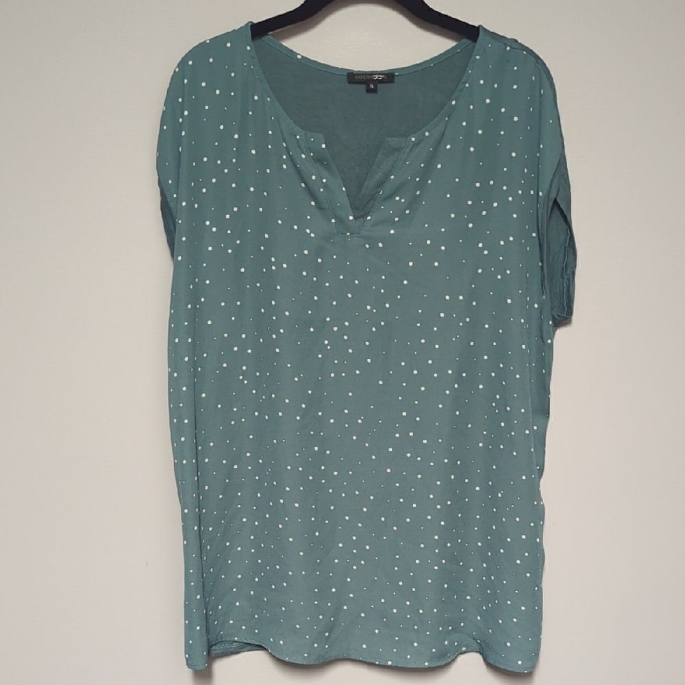 Papermoon Green Relaxed Blouse with V-Neck